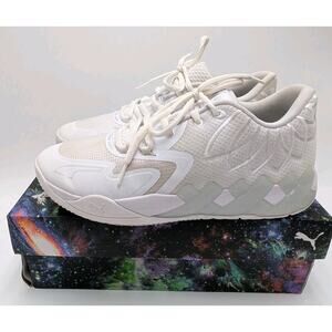 PUMA MB.01 Lo Team Colors - Triple White - Size 10.5 - Pure Money- Metallic Melo